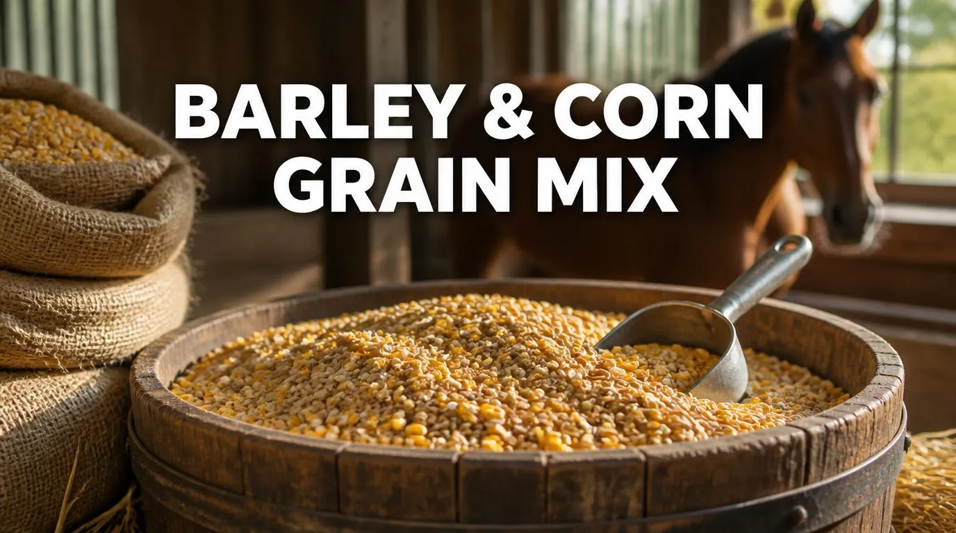 Barley and corn grains for horses